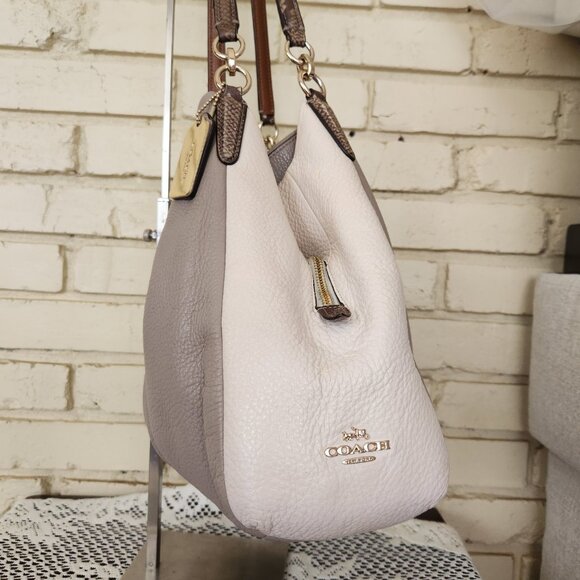 Coach Madison Phoebe Tan & Chalk Shoulder Bag Purse - Picture 4 of 15